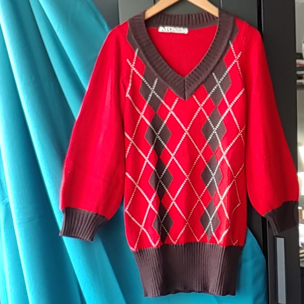 sold Vintage Blue Bubble Sleeve Sweater Dress